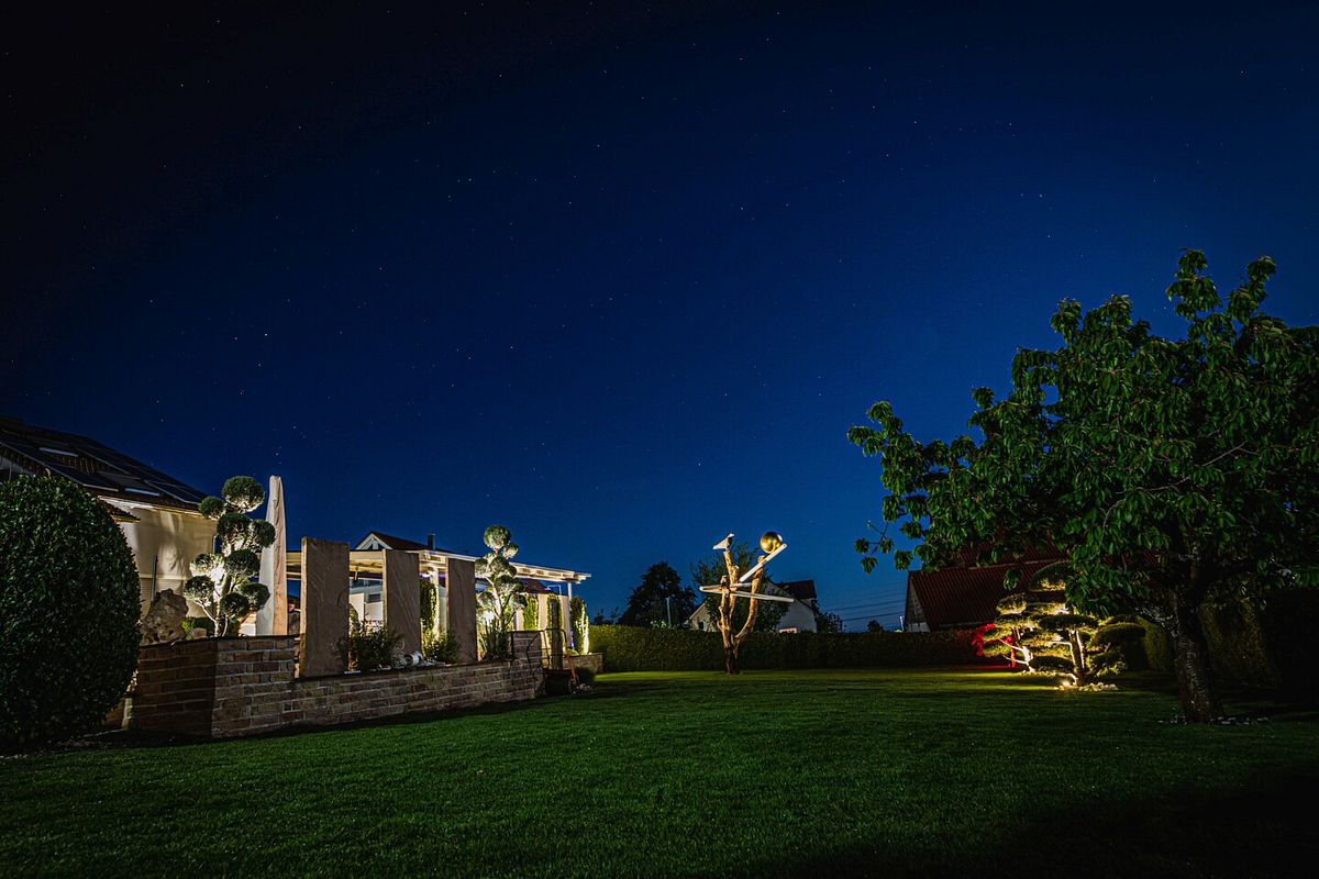 Garten mit LED Beleuchtung