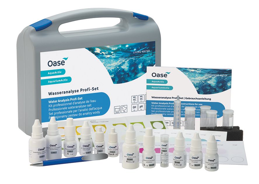 OASE 50571 AquaActiv Kit Analyse Eau Professionnel - 8 Paramètres Essentiels Pour Étang, Koi Et Piscine